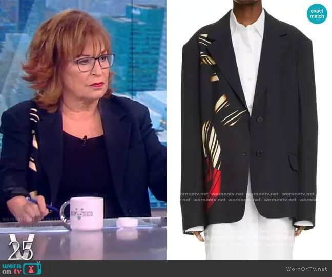 Dries Van Noten Bird Scarf Print Oversize Blazer worn by Joy Behar on The View