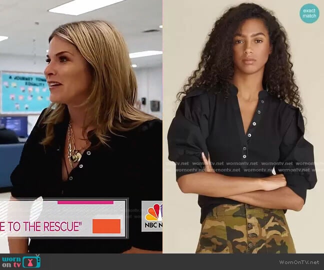 Veronica Beard Coralee Puff-Sleeve Top worn by Jenna Bush Hager on Today