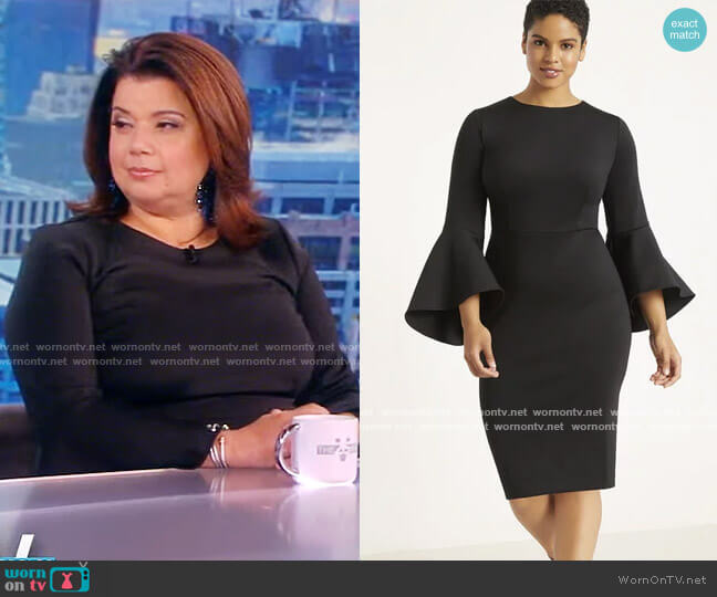 Eloquii Flare Sleeve Scuba Dress worn by Ana Navarro on The View