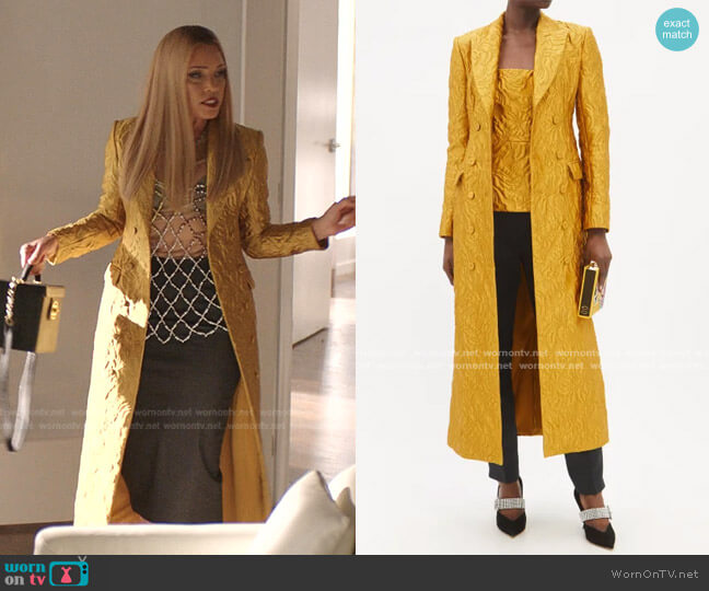Emilia Wickstead Fion Tailored Floral-Cloqué Coat worn by Dominique Deveraux (Michael Michele) on Dynasty