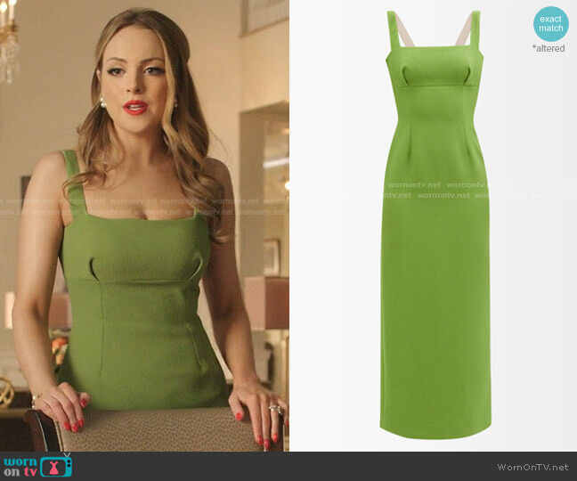 Emilia Wickstead Magdalina Square-Neck Dress worn by Fallon Carrington (Elizabeth Gillies) on Dynasty