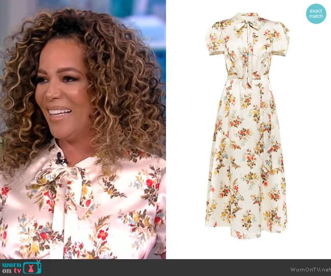 Erdem Elmer Floral-Print Crepe De Chine Midi Dress worn by Sunny Hostin on The View