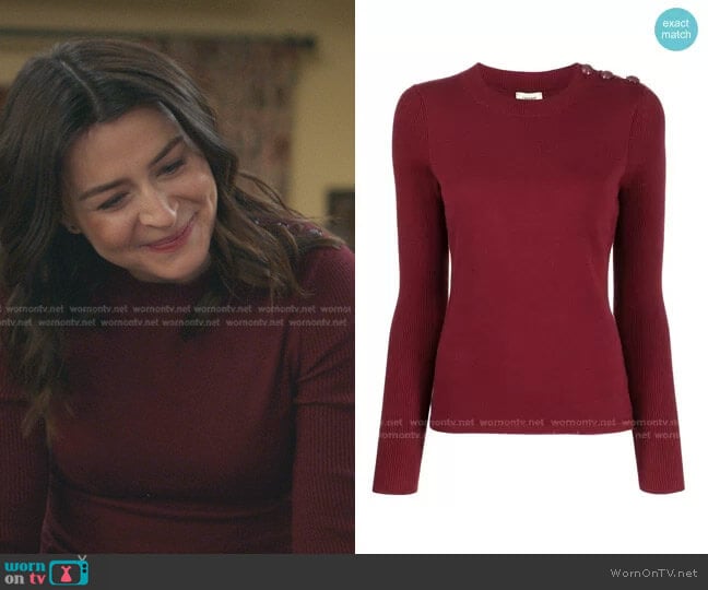 L'Agence Erica Sweater worn by Amelia Shepherd (Caterina Scorsone) on Greys Anatomy
