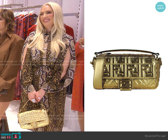 Fendi Embossed Logo Baguette Bag worn by Erika Jayne on The Real Housewives of Beverly Hills
