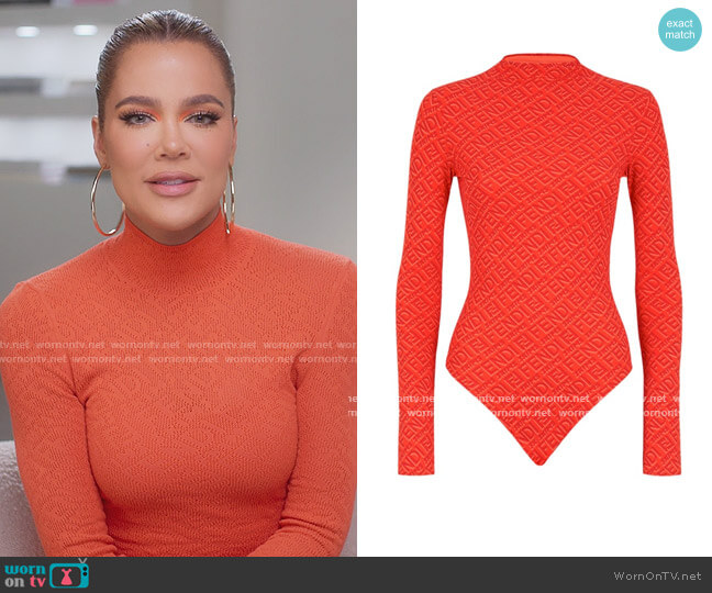 Fendi x Skims Mock Neck Long Sleeve Bodysuit worn by Khloe Kardashian (Khloe Kardashian) on The Kardashians
