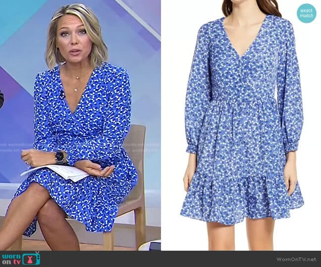 Eliza J Floral Surplice Neck Long Sleeve Fit & Flare Dress worn by Dylan Dreyer on Today