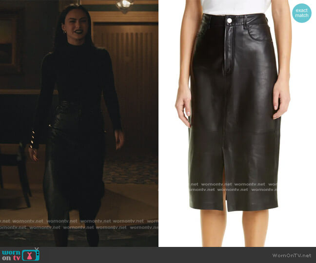 Frame Leather Midi Boot Skirt worn by Veronica Lodge (Camila Mendes) on Riverdale