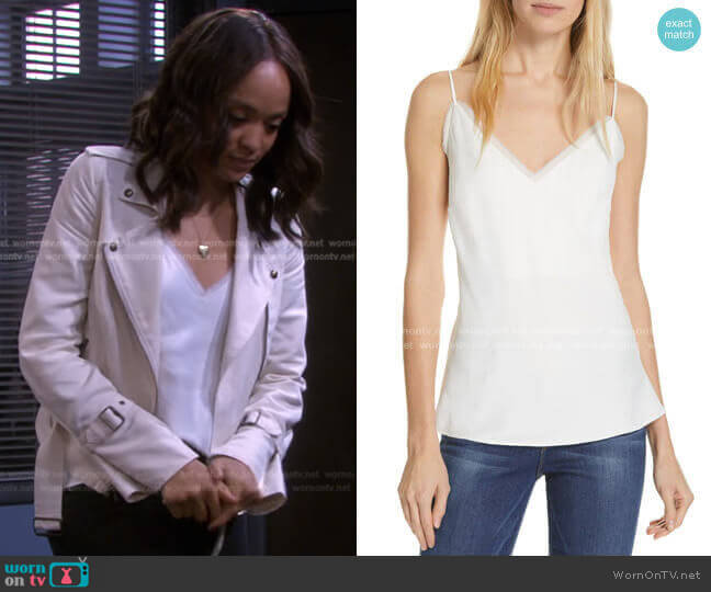 Frame Fray Edge Satin Camisole worn by Lani Price (Sal Stowers) on Days of our Lives