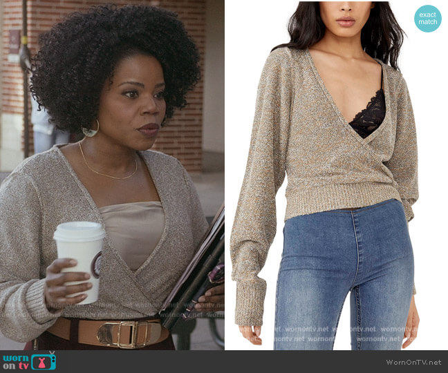 Free People Going For Gold Sweater worn by Amara Patterson (Kelly Jenrette) on All American Homecoming