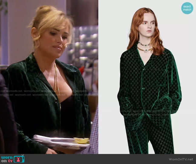 Gucci GG Velvet Shirt worn by Diana Jenkins on The Real Housewives of Beverly Hills