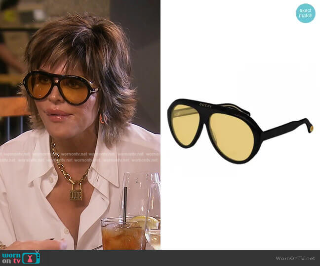 Gucci GG0479 Aviator Sunglasses worn by Lisa Rinna on The Real Housewives of Beverly Hills
