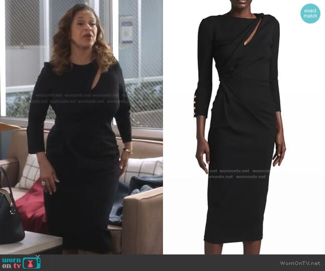 Giorgio Armani Asymmetric Keyhole Midi Dress worn by Catherine Avery (Debbie Allen) on Greys Anatomy