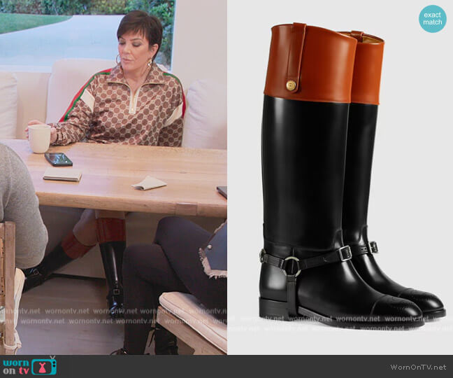 Gucci Zelda harness-embellished leather knee-high boots worn by Kris Jenner (Kris Jenner) on The Kardashians