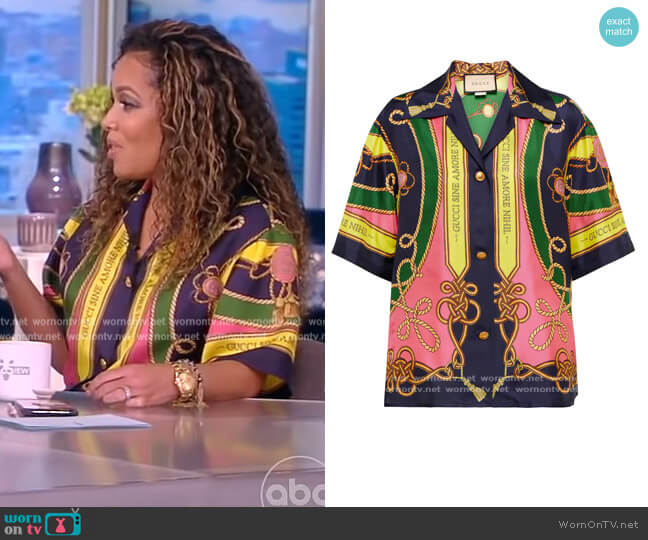 Gucci Printed silk twill shirt worn by Sunny Hostin on The View