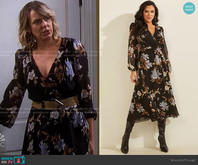 Guess Floral Midi Dress worn by Nicole Walker (Arianne Zucker) on Days of our Lives
