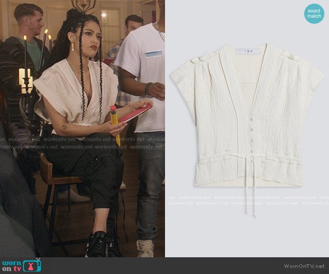 IRO Wazit V Neck Blouse worn by Olivia Baker (Samantha Logan) on All American