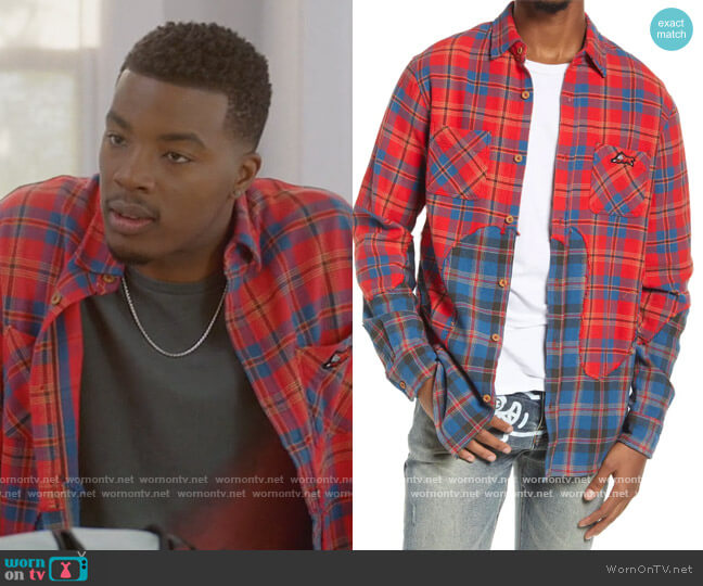 Ice Cream Big Melt Colorblock Plaid Flannel Button-Up Shirt worn by Spencer James (Daniel Ezra) on All American