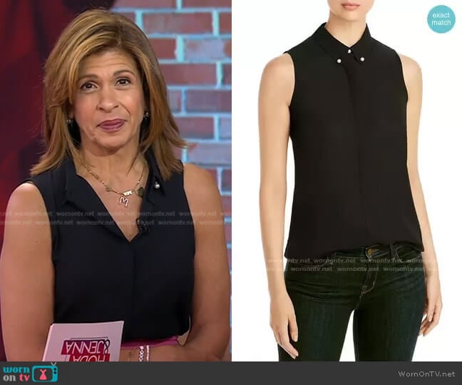 Karl Lagerfeld Imitation Pearl Button Sleeveless Top worn by Hoda Kotb on Today