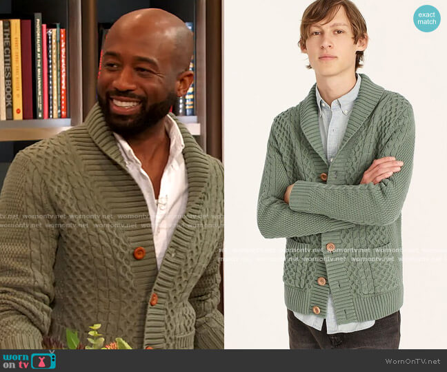 J. Crew Cotton Cable knit Shawl Collar Cardigan