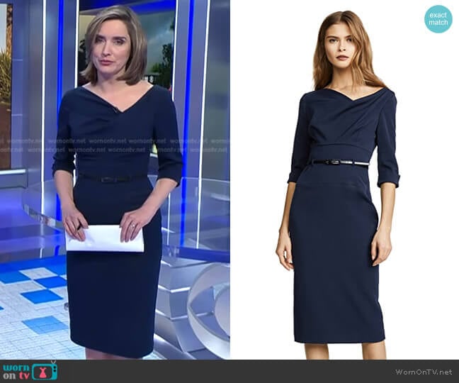 Black Halo 3/4 Sleeve Jackie O Dress worn by Margaret Brennan on CBS Evening News