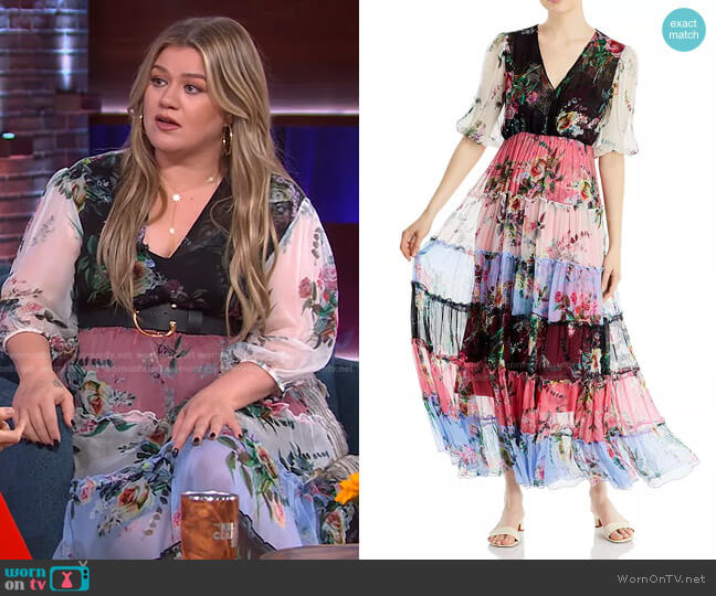 Johnny Was Juliet Tiered Silk Maxi Dress worn by Kelly Clarkson on The Kelly Clarkson Show