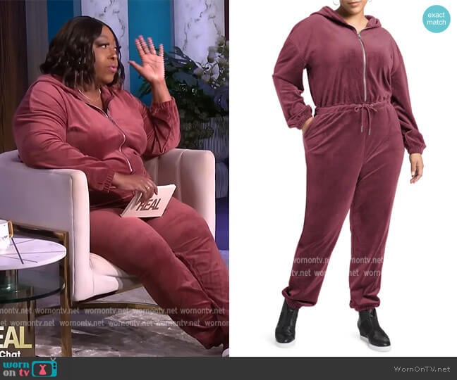 Juicy Couture Long Sleeve Hooded Jumpsuit worn by Loni Love on The Real