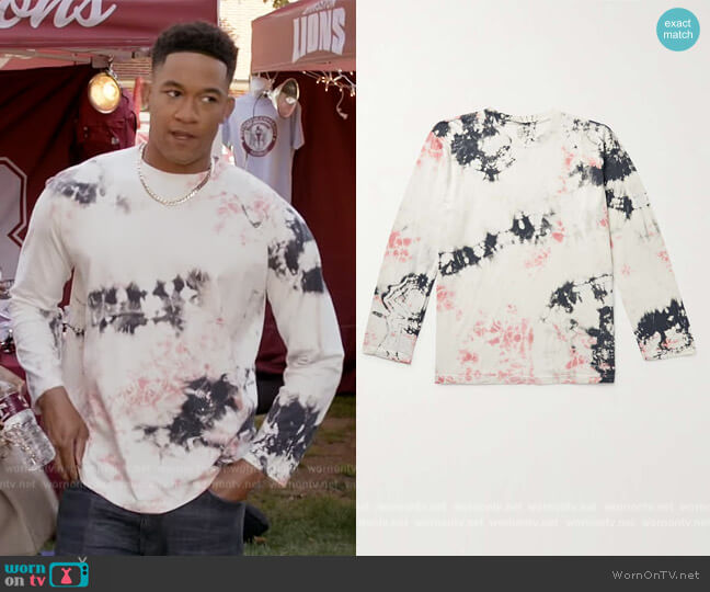 Kapital Printed Tie-Dyed Cotton-Jersey T-Shirt worn by Damon (Peyton Alex Smith) on All American Homecoming
