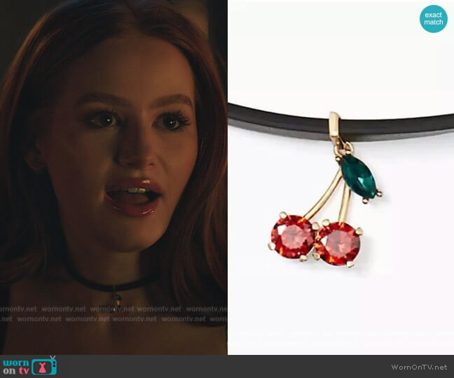 Kate Spade Cherry Mini Pendant Necklace worn by Cheryl Blossom (Madelaine Petsch) on Riverdale