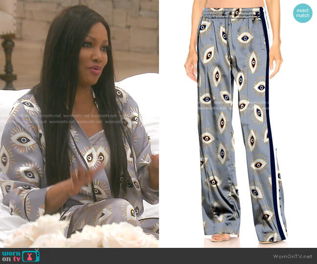 Kyle x Shahida Evil Eye Print Pants worn by Garcelle Beauvais on The Real Housewives of Beverly Hills