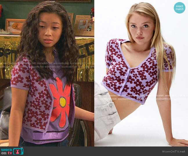 LA Hearts Fast Lace Cardigan worn by Ivy (Emmy Liu-Wang) on Ravens Home