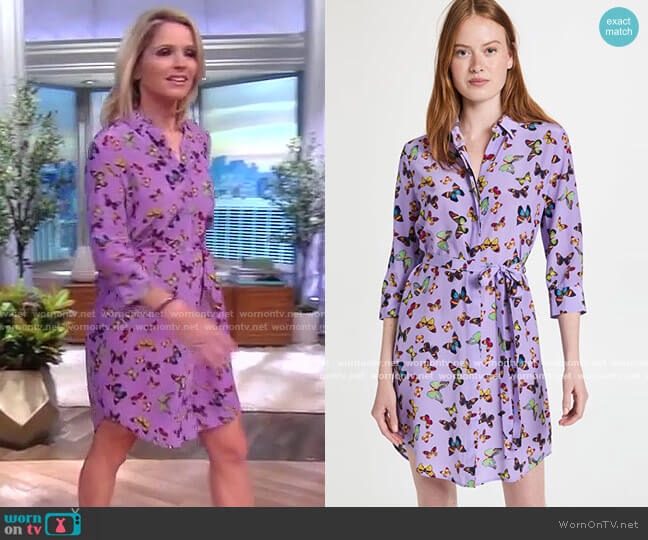 L'Agence Addison Butterfly-Print Shirtdress worn by Sara Haines on The View