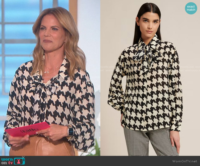 Luisa Spagnoli Leuca Hounds-Tooth Shirt worn by Natalie Morales on The Talk