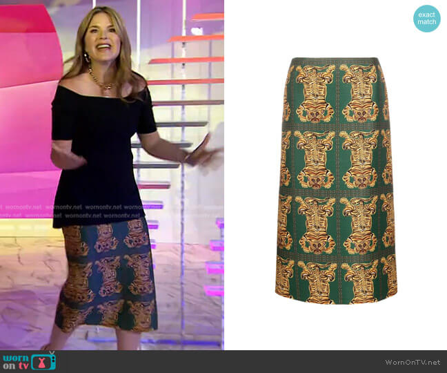 La DoubleJ Tiger Tiles Wool-Cady Skirt worn by Jenna Bush Hager on Today