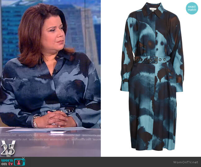 Lafayette 148 Ink Drop Print Shirtdress worn by Ana Navarro on The View