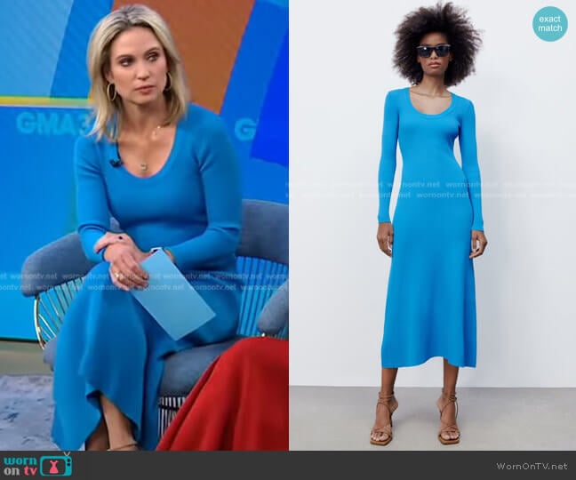 Zara Long Rib Knit Dress worn by Amy Robach on Good Morning America