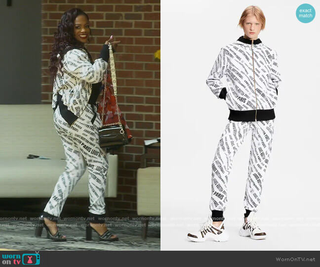 Louis Vuitton Slanted Signature Jacquard Hoodie worn by Kandi Burruss on The Real Housewives of Atlanta