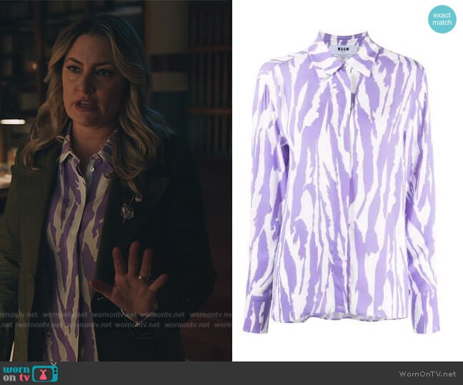 MSGM Tiger Print Shjirt worn by Alice Cooper (Mädchen Amick) on Riverdale