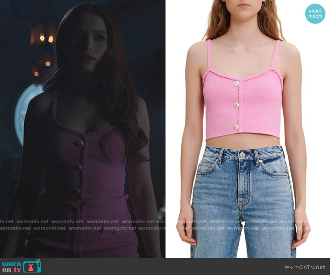 Maje Madeny Crop Camisole worn by Cheryl Blossom (Madelaine Petsch) on Riverdale