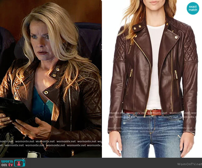 Michael Kors Quilted Moto Jacket worn by Felicia Scorpio (Kristina Wagner) on General Hospital
