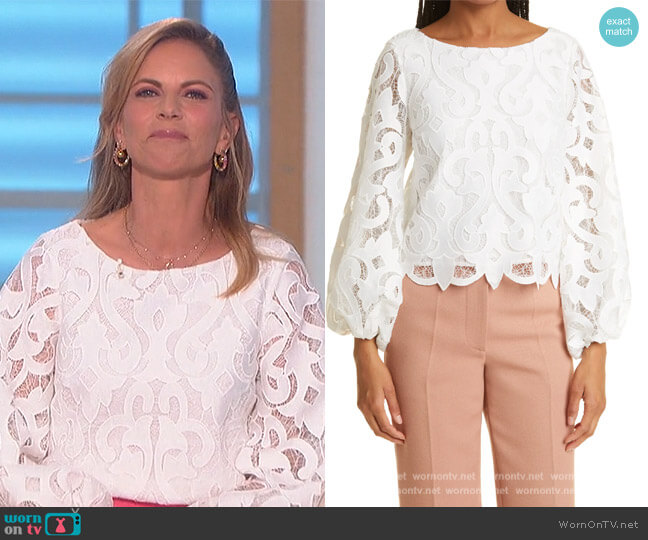 Milly Beverly Lace Top worn by Natalie Morales on The Talk