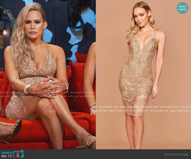 Nadine Merabi Talia Gold Dress worn by Jackie Goldschneider on The Real Housewives of New Jersey