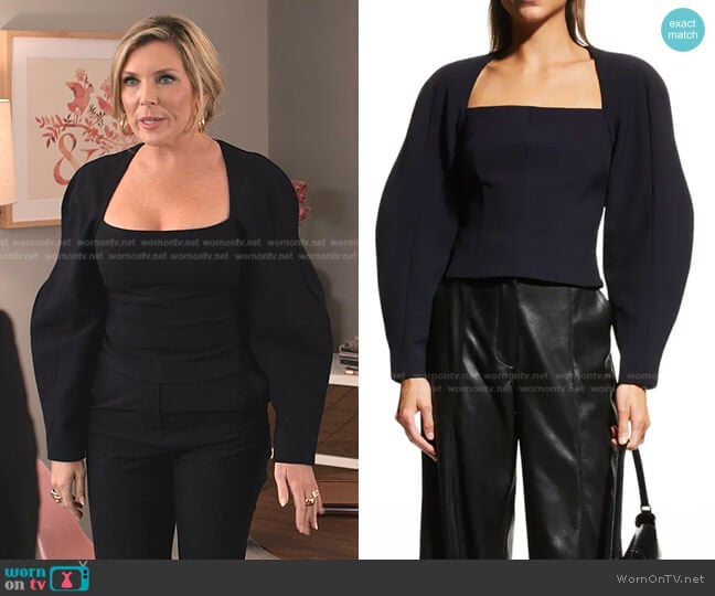 Nanushka Harini Structured-Sleeve Bustier Top worn by Brianna (June Raphael) on Grace and Frankie