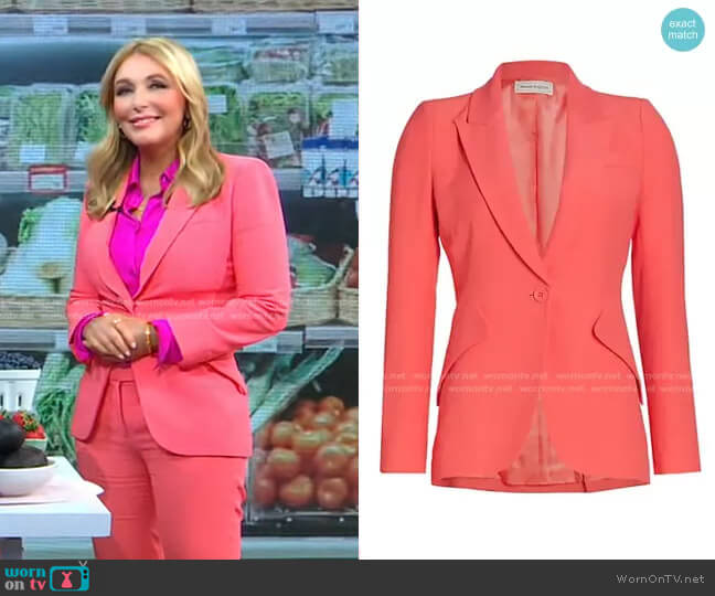 Alexander McQueen One-Button Jacket in Coral