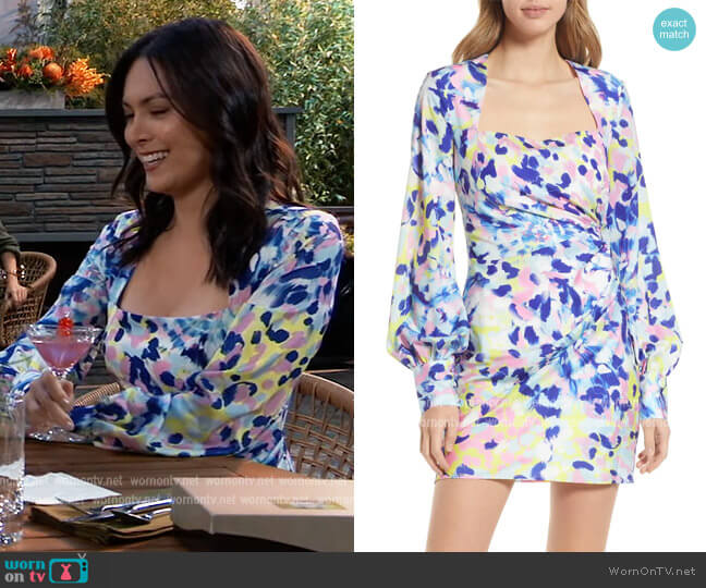 One33 Social Drape Front Bishop Long Sleeve Minidress worn by Terry Randolph (Cassandra James) on General Hospital
