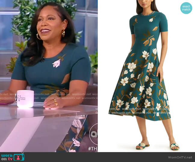 Oscar de la Renta Magnolia Degrade Jacquard Midi Dress