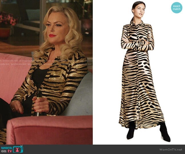 Paco Rabanne Tiger Gown worn by Alexis Carrington (Elaine Hendrix) on Dynasty