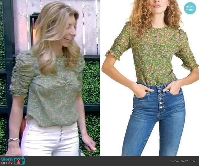 Veronica Beard Paisley Long Sleeve Silk Blouse
