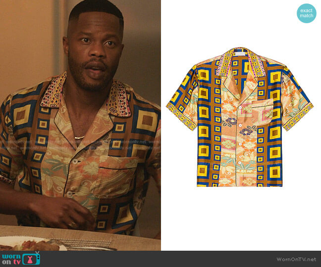 Pierre-Louis Mascia Aloe Button Down Shirt worn by Jeff Colby (Sam Adegoke) on Dynasty