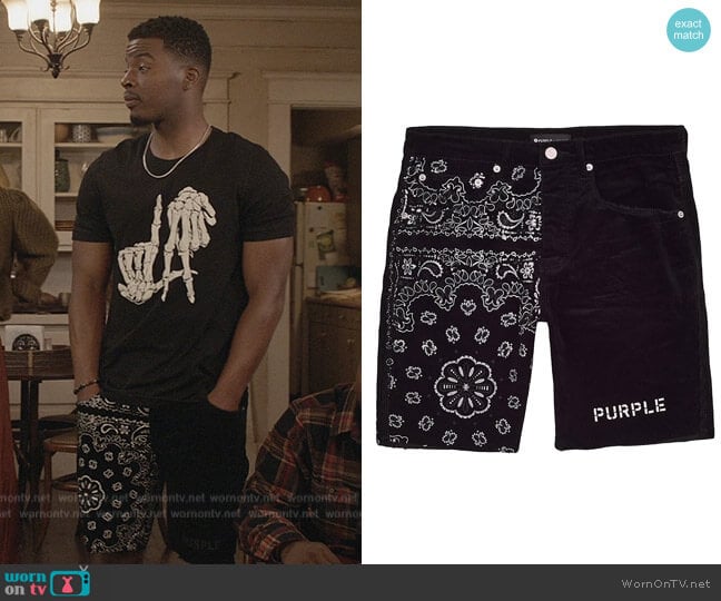 Purple Brand Pieced Bandana Corduroy Shorts worn by Spencer James (Daniel Ezra) on All American
