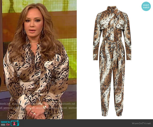 R13 Cropped belted leopard-print crepe jumpsuit